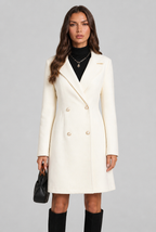 Double-Breasted Wool Coat with Pearl Buttons Audrey Calvero