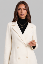Double-Breasted Wool Coat with Pearl Buttons Audrey Calvero