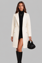 Double-Breasted Wool Coat with Pearl Buttons Audrey Calvero
