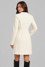 Double-Breasted Wool Coat with Pearl Buttons Audrey Calvero