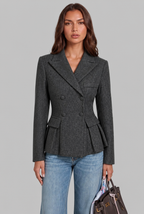 Tweed Peplum Blazer with Double-Breasted Front Audrey Calvero