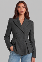 Tweed Peplum Blazer with Double-Breasted Front Audrey Calvero