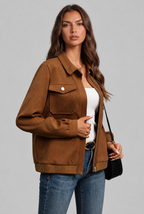 Textured Zip-Up Jacket with Ribbed Trim Audrey Calvero