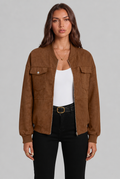Suede Bomber Jacket with Zip Front Audrey Calvero
