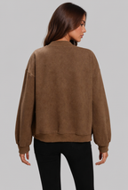 Suede Bomber Jacket with Zip Front Audrey Calvero