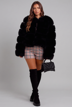 Faux Fur Coat with Collarless Design Audrey Calvero