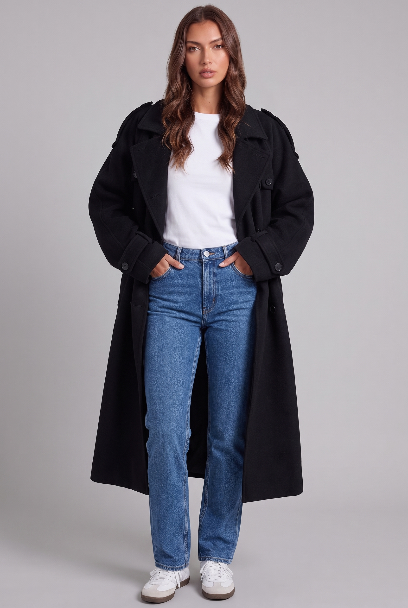 Oversized Trench Coat with Belted Waist Audrey Calvero