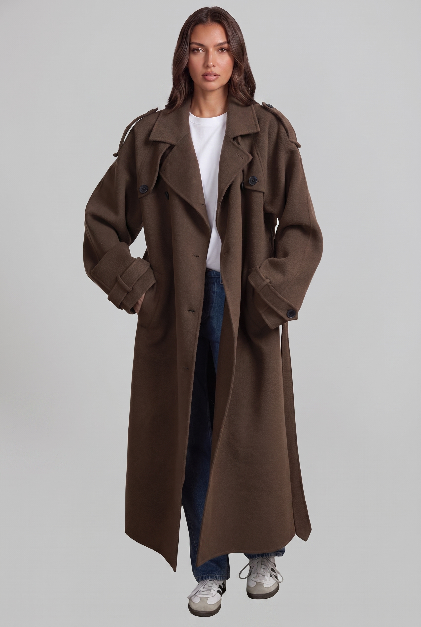 Oversized Trench Coat with Belted Waist Audrey Calvero