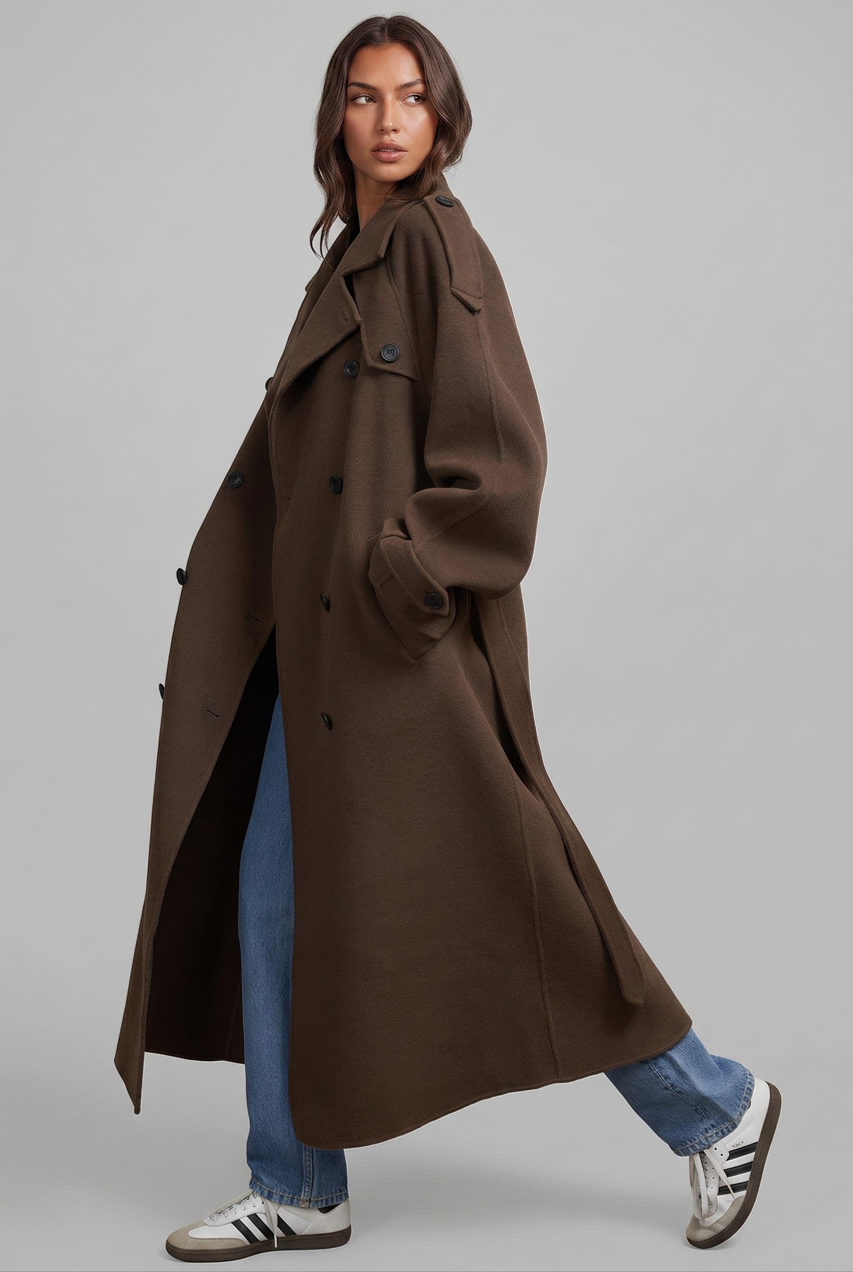 Oversized Trench Coat with Belted Waist Audrey Calvero