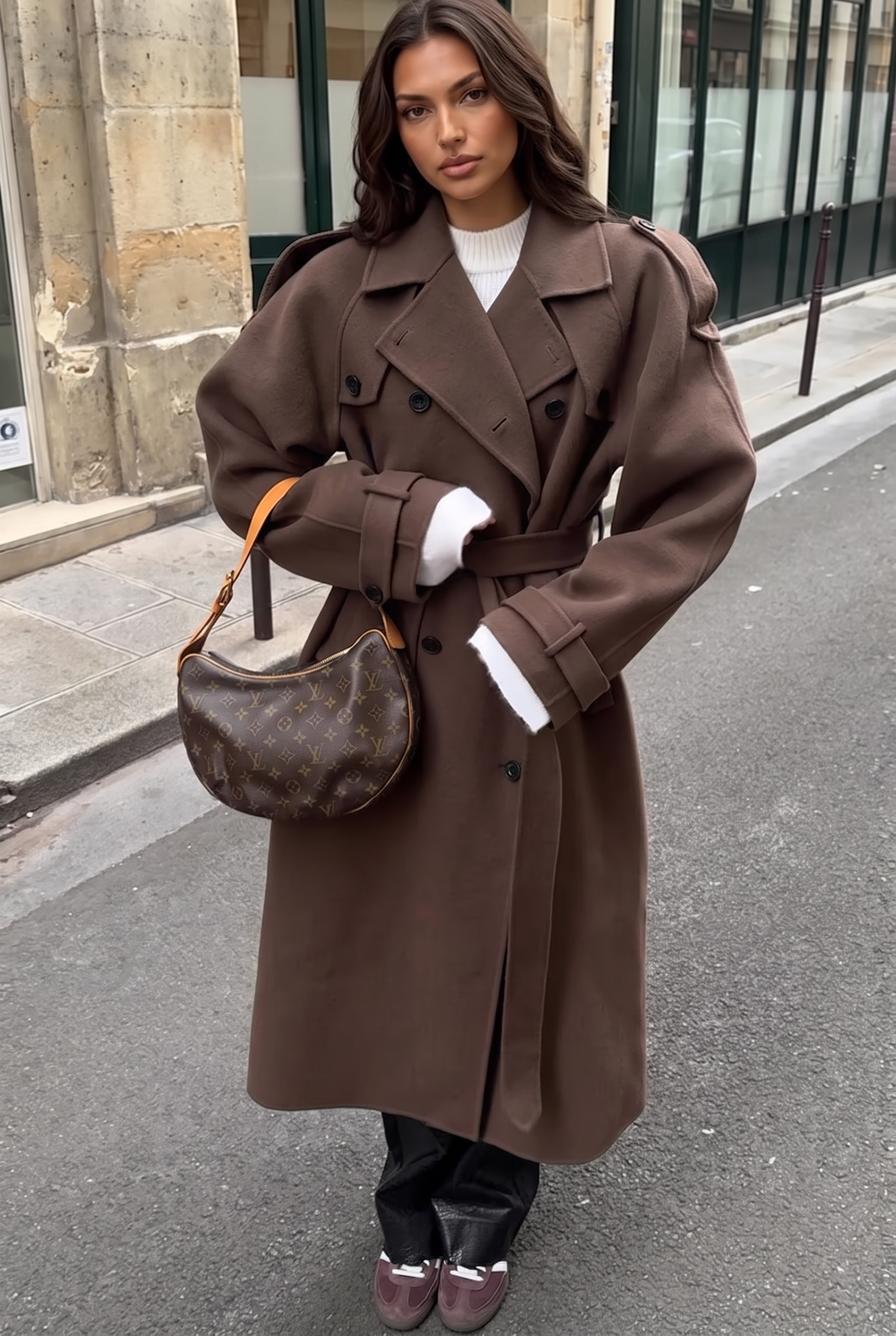 Oversized Trench Coat with Belted Waist Audrey Calvero