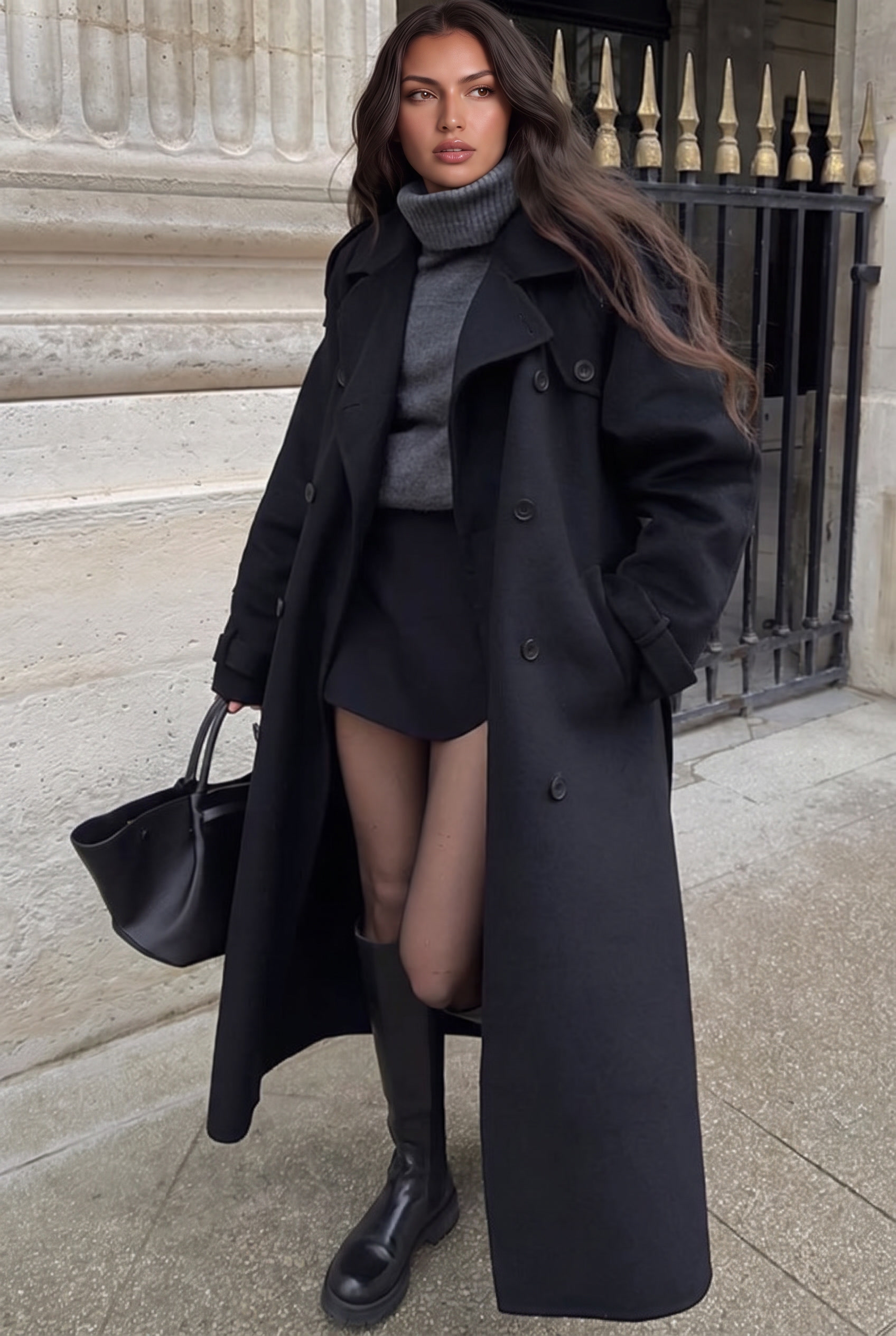 Oversized Trench Coat with Belted Waist Audrey Calvero