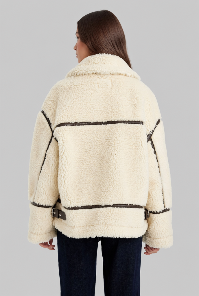 Wool Aviator Coat with Buckle Straps Audrey Calvero