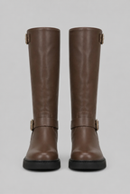 Knee-High Buckle Biker Boots Audrey Calvero