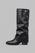 Knee-High Leather Boots with Buckle Detail Audrey Calvero
