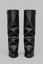 Knee-High Leather Boots with Buckle Detail Audrey Calvero