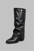 Knee-High Leather Boots with Buckle Detail Audrey Calvero