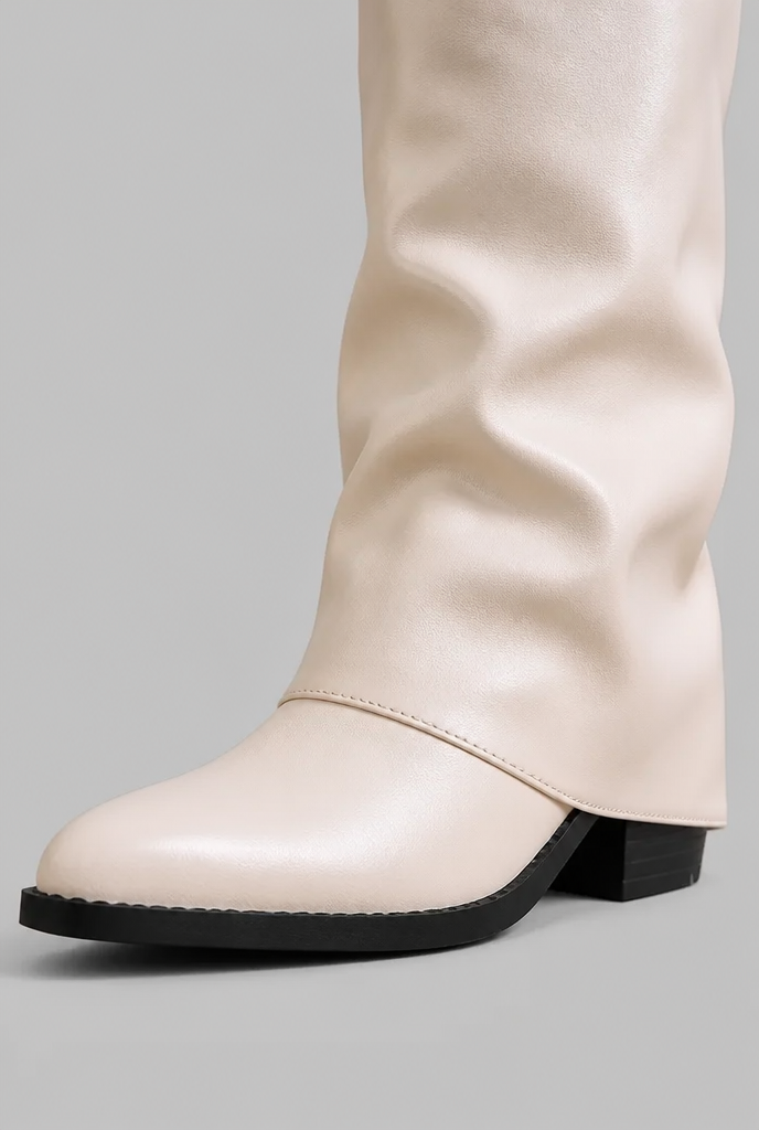 Knee-High Leather Boots with Buckle Detail Audrey Calvero