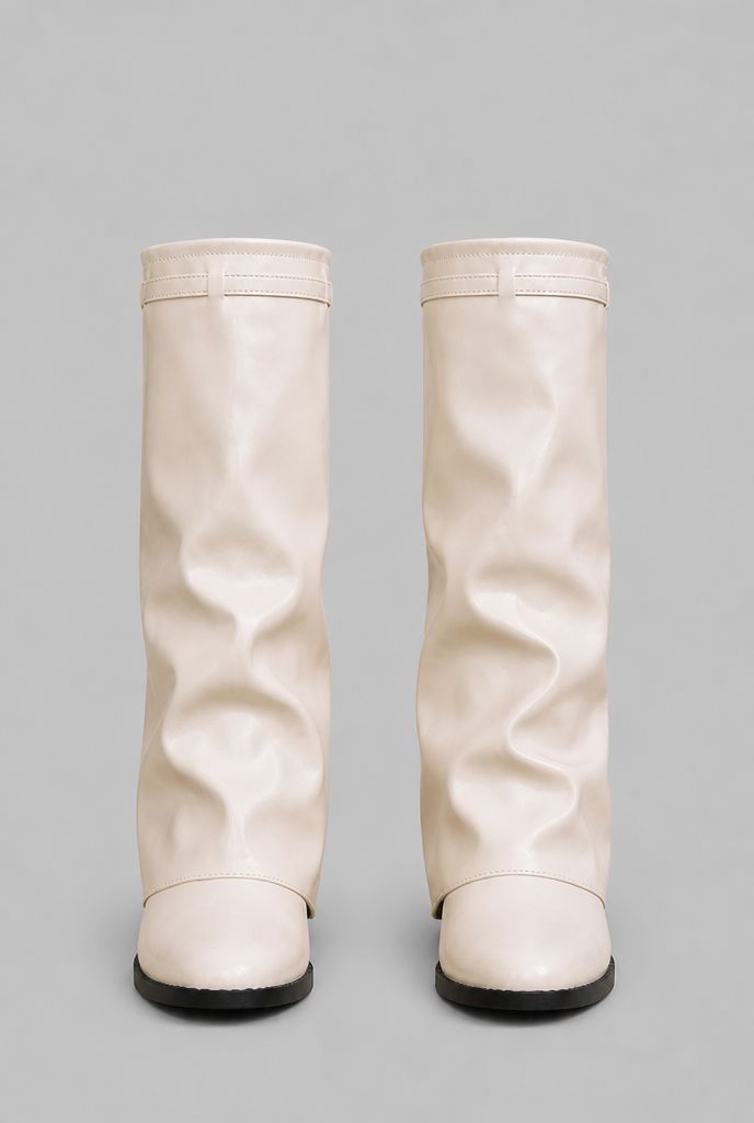 Knee-High Leather Boots with Buckle Detail Audrey Calvero