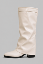 Knee-High Leather Boots with Buckle Detail Audrey Calvero