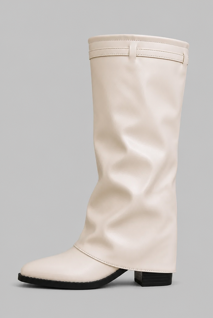 Knee-High Leather Boots with Buckle Detail Audrey Calvero