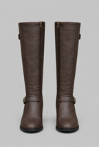 Knee-High Leather Boots with Buckle Detail Audrey Calvero