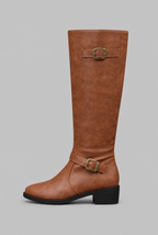 Knee-High Leather Boots with Buckle Detail Audrey Calvero
