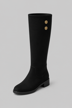 Suede Knee-High Boots with Gold Button Audrey Calvero