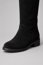 Suede Knee-High Boots with Gold Button Audrey Calvero