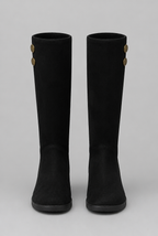 Suede Knee-High Boots with Gold Button Audrey Calvero