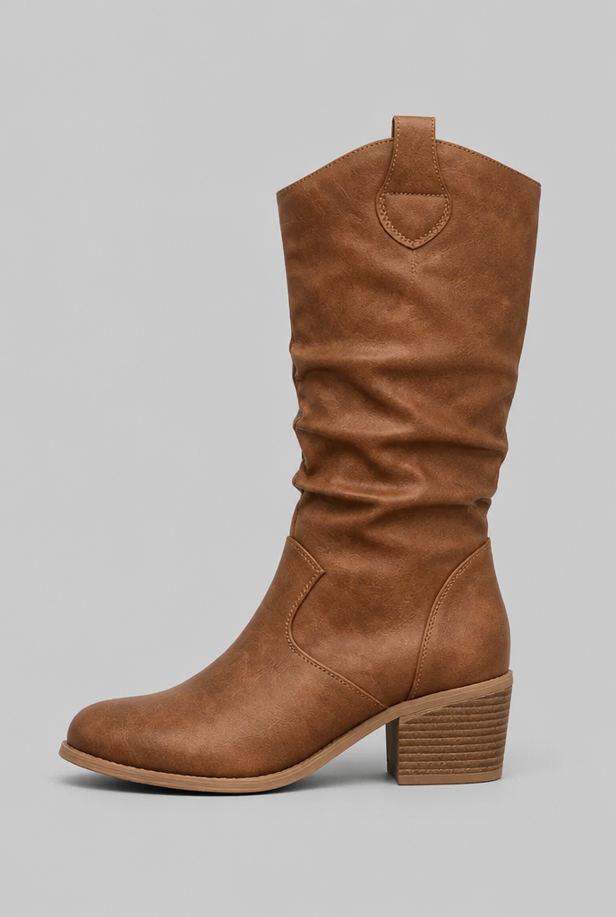 Slouchy Knee-High Western Boots Audrey Calvero