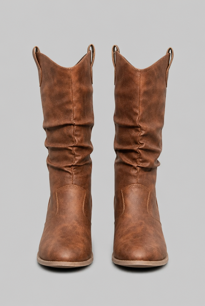 Slouchy Knee-High Western Boots Audrey Calvero