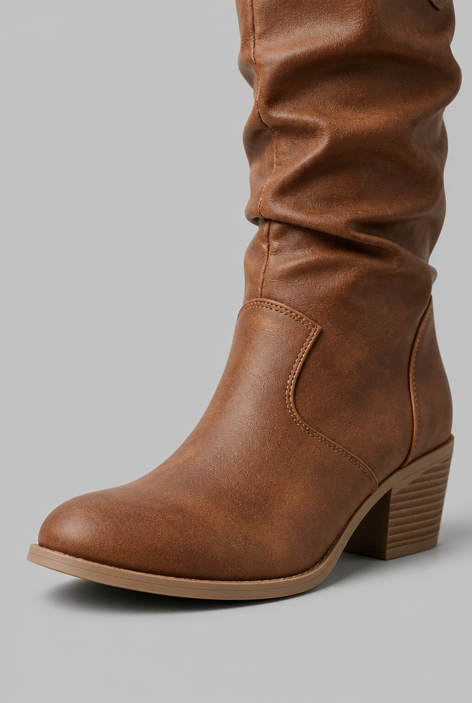 Slouchy Knee-High Western Boots Audrey Calvero