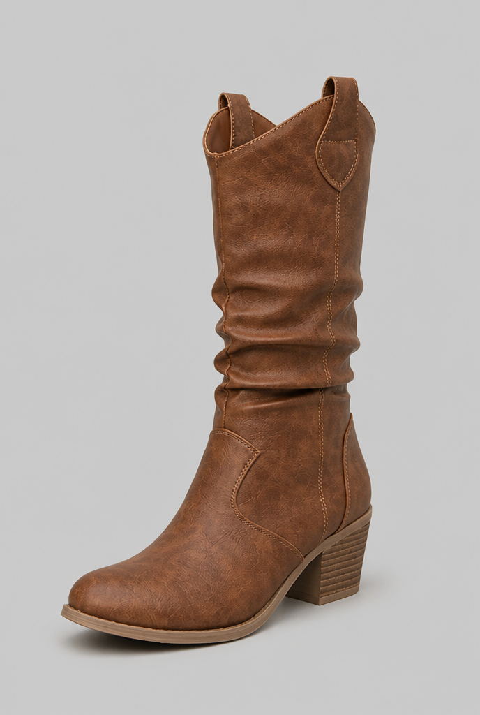 Slouchy Knee-High Western Boots Audrey Calvero
