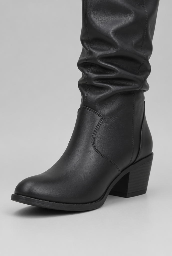 Slouchy Knee-High Western Boots Audrey Calvero