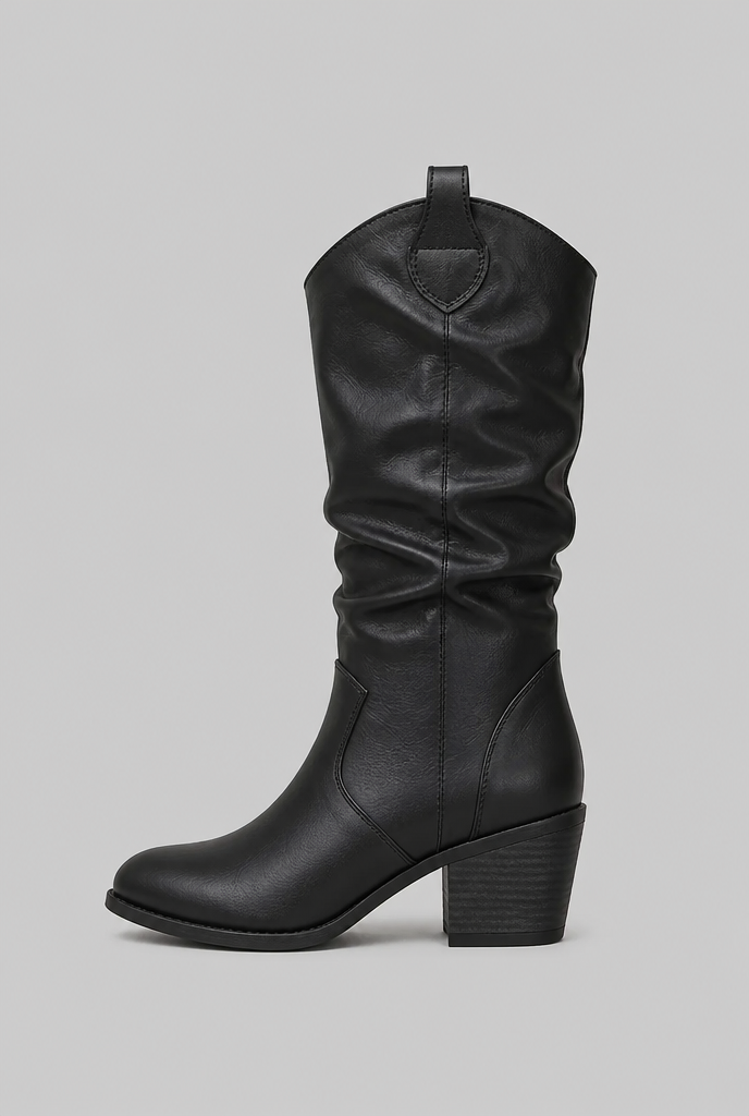 Slouchy Knee-High Western Boots Audrey Calvero