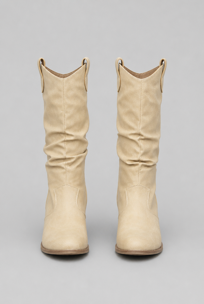 Slouchy Knee-High Western Boots Audrey Calvero