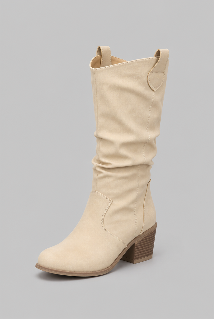 Slouchy Knee-High Western Boots Audrey Calvero