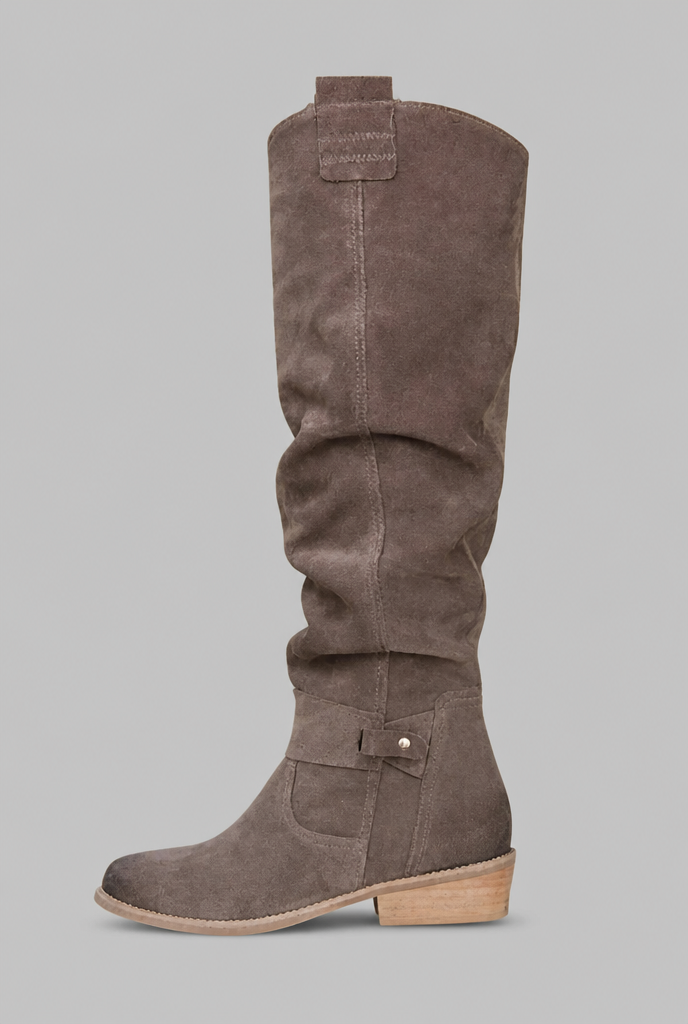 Suede Slouchy Knee-High Boots Audrey Calvero