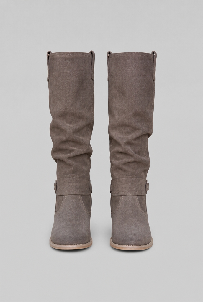 Suede Slouchy Knee-High Boots Audrey Calvero