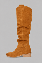 Suede Slouchy Knee-High Boots Audrey Calvero