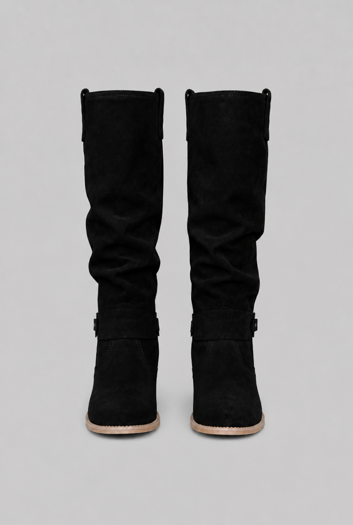 Suede Slouchy Knee-High Boots Audrey Calvero