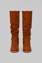 Suede Slouchy Knee-High Boots Audrey Calvero
