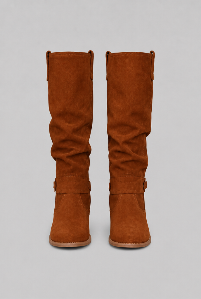 Suede Slouchy Knee-High Boots Audrey Calvero