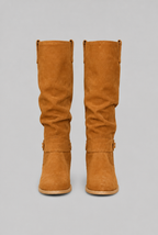 Suede Slouchy Knee-High Boots Audrey Calvero