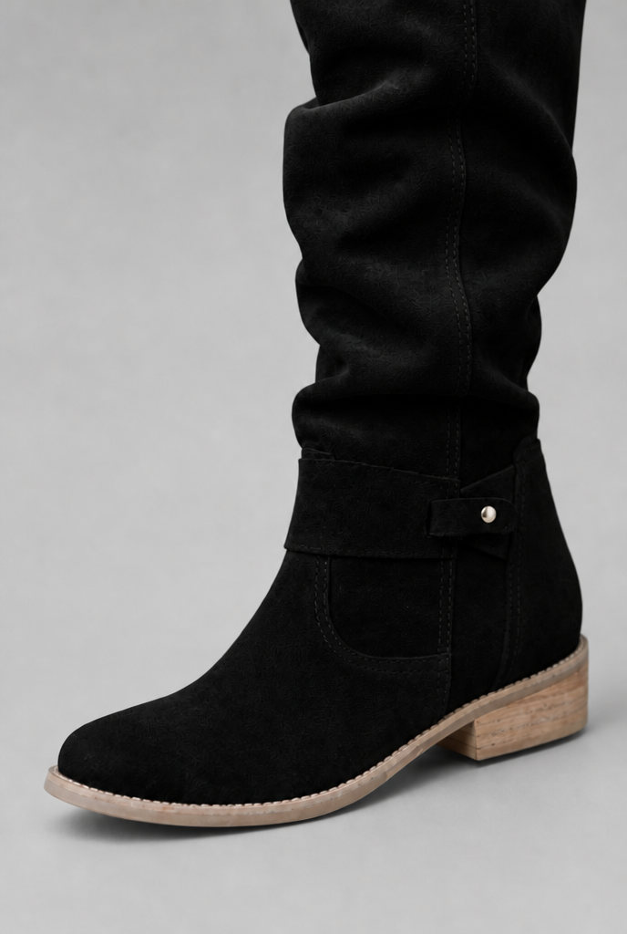Suede Slouchy Knee-High Boots Audrey Calvero