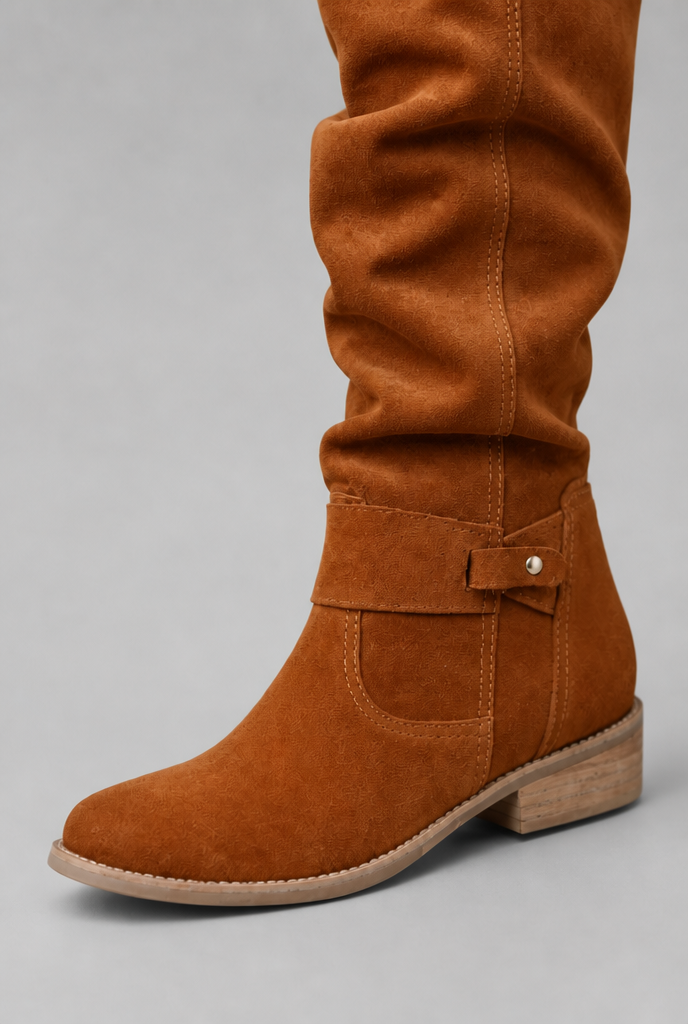 Suede Slouchy Knee-High Boots Audrey Calvero