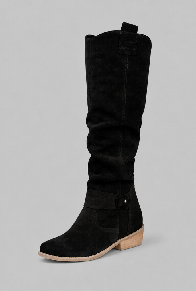 Suede Slouchy Knee-High Boots Audrey Calvero
