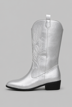 Metallic Wide Calf Western Boots Audrey Calvero