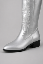 Metallic Wide Calf Western Boots Audrey Calvero