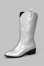 Metallic Wide Calf Western Boots Audrey Calvero